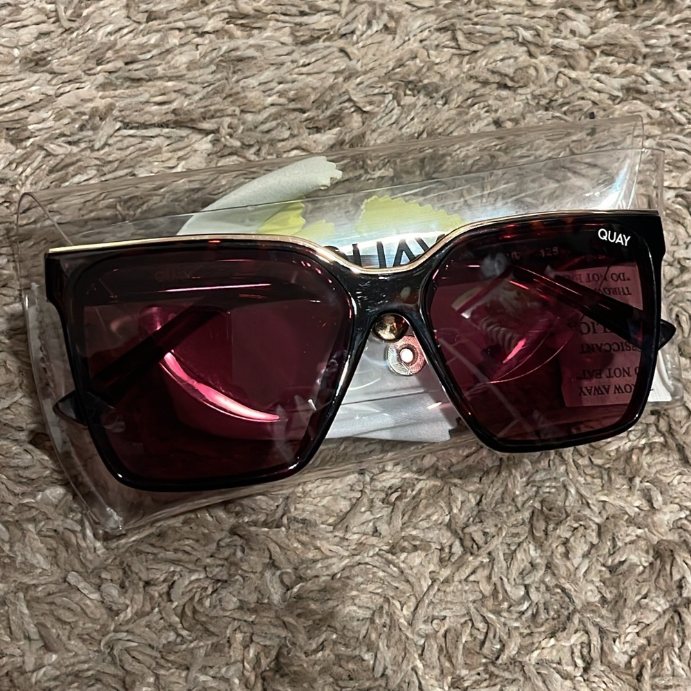 Quay Australia Burgundy Lens Black Frame Sunglasses